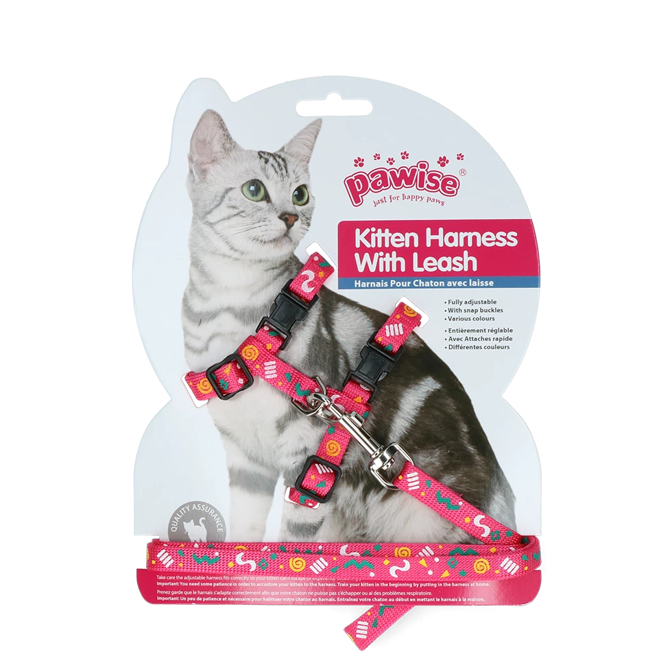 Euro Joe Pawise Kitten Harness Leash-Pink/Purple