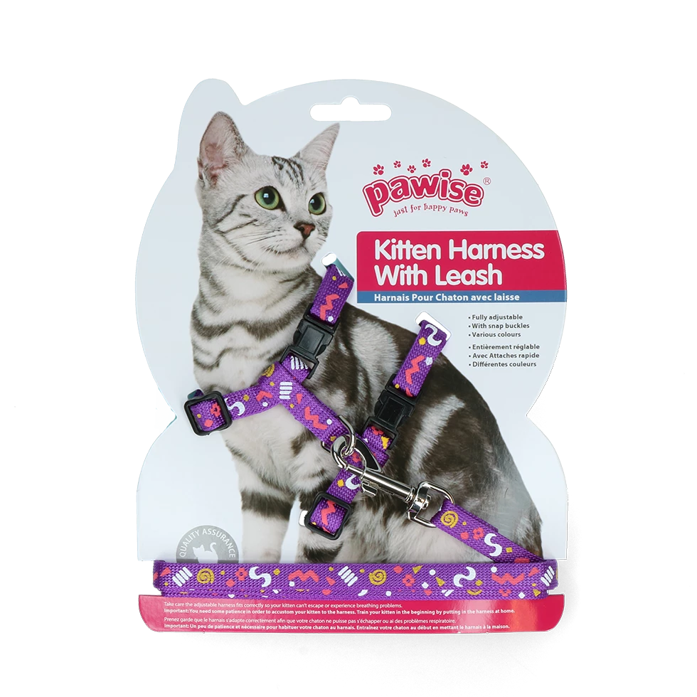Euro Joe Pawise Kitten Harness Leash-Pink/Purple - Image 3