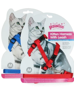 Euro Joe Pawise Kitten Harness Leash-Red/Blue